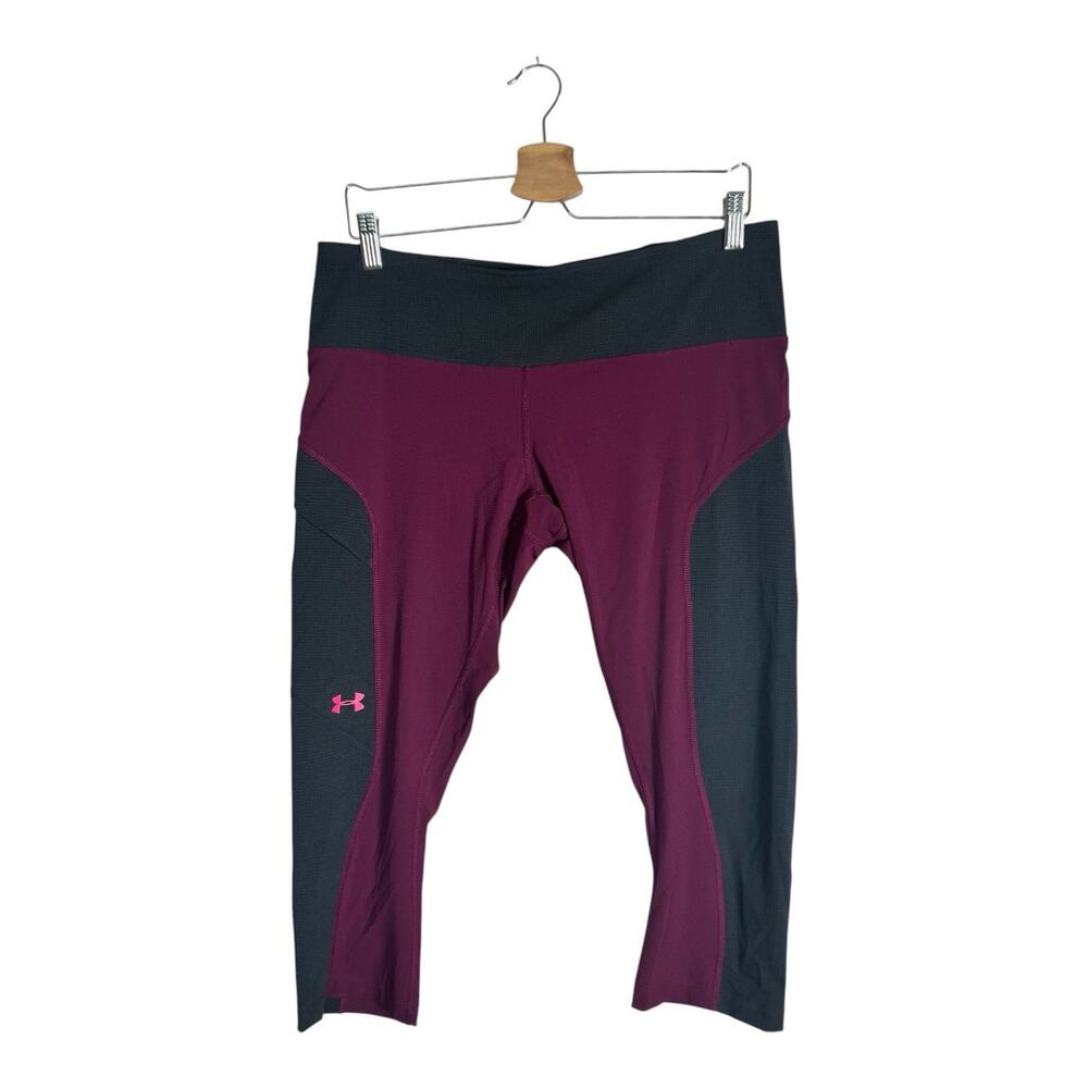 Under Armour Womens ArmourVent Trail Compression Capri Leggings Burgundy Size L